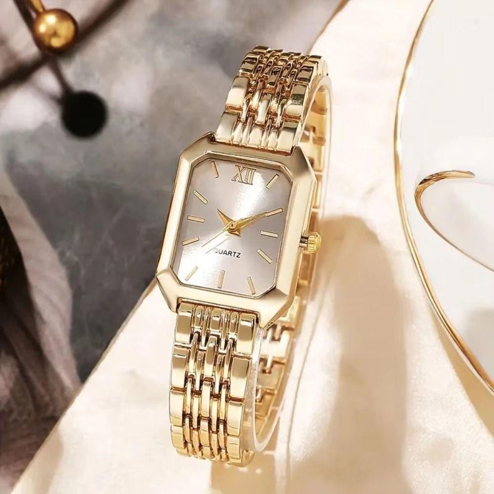 Square Dial Women Quartz Watch Slim Strap Rhinestone Watch Rhinestone Quartz Watch  Festival Gift