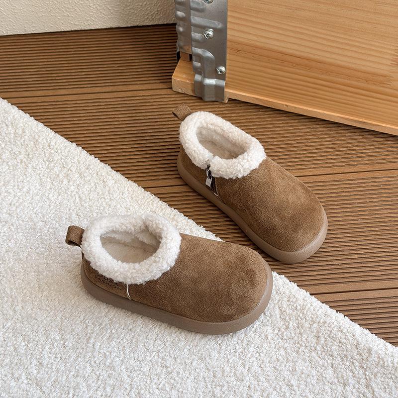 Winter 2025 Kinder Niedrige Schneestiefel, Koreanischer Stil, Vielseitig & Warm Samt, Mädchen Baumwollschuhe