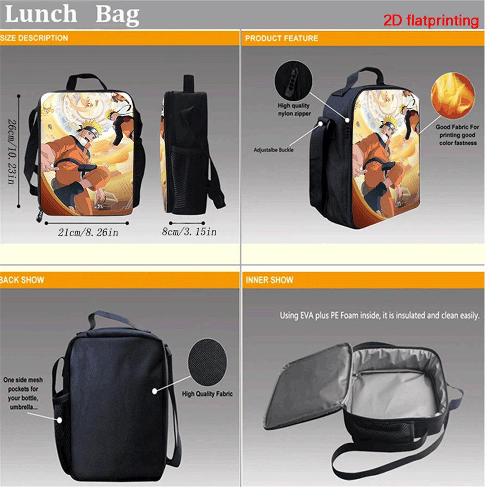 3Pcs Set NARUTO Kids School Backpack With Lunch Bag&Pencil Case,Lightweight&Durable,Cartoon School Bags For Ages 6-10 Boys&Girls