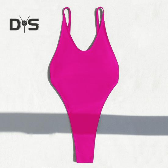 Dámské sexy monokiny plavky s výstřihem do V, bez rukávů, design bez zad, jednodílné bikiny střih zlepšující postavu