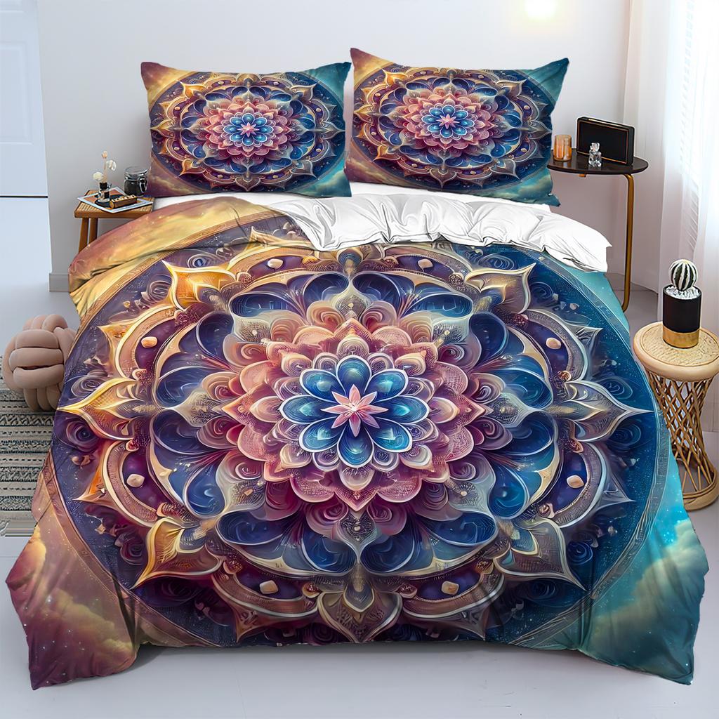 Comforter Mandala Flower Plants 3D Printed Bohemian Style Color Art Bedding Set For Kids Teens Adults