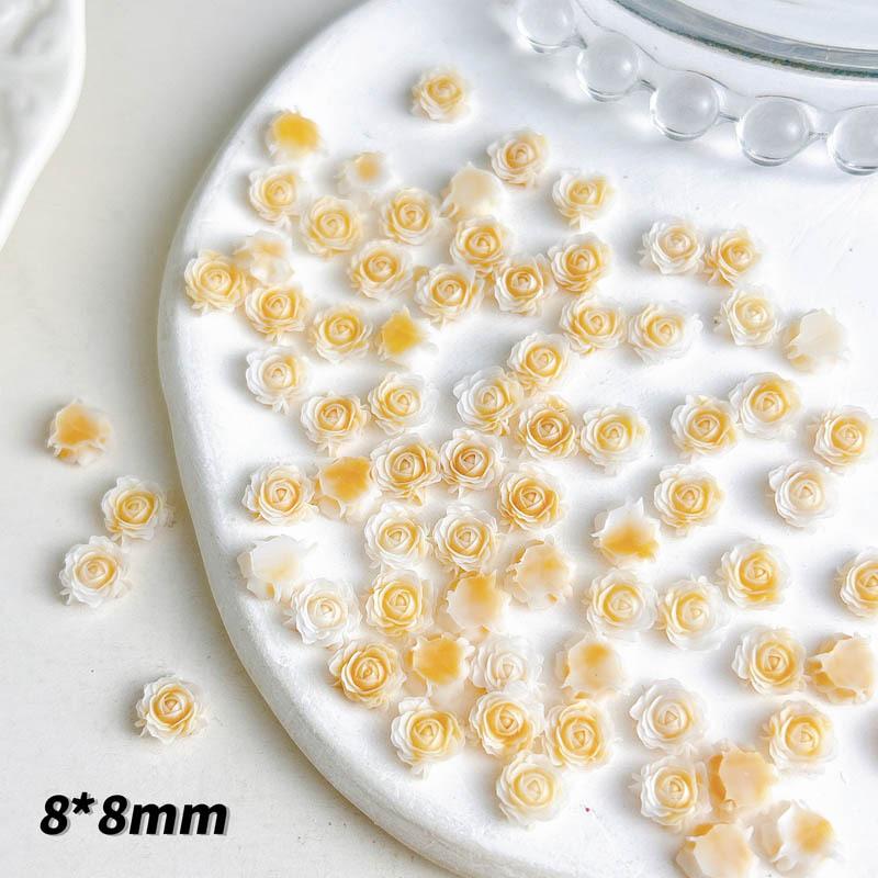 Hot Selling New Dry Rose Nail Art Accessories Gradient Dye Nail Decorations Resin Carved Camellia Accessories