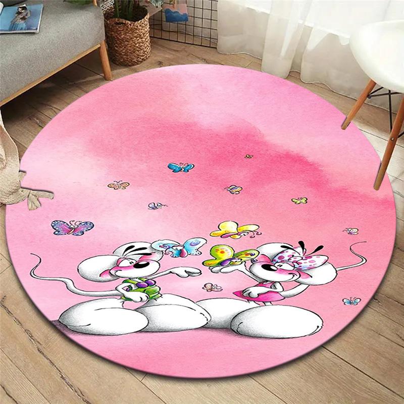Diddl Round Area Rug,Carpet Rug for Living Room Bedroom Sofa Playroom Decor,Non-slip Floor Mat