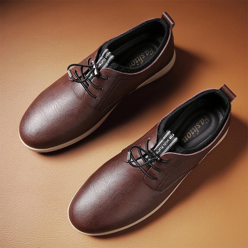 Casual Leather Man Shoes Soft Sole Business Lace-Up Men Shoes Lightweight Breathable Style for Men Loafers Outdoor Driving Shoes
