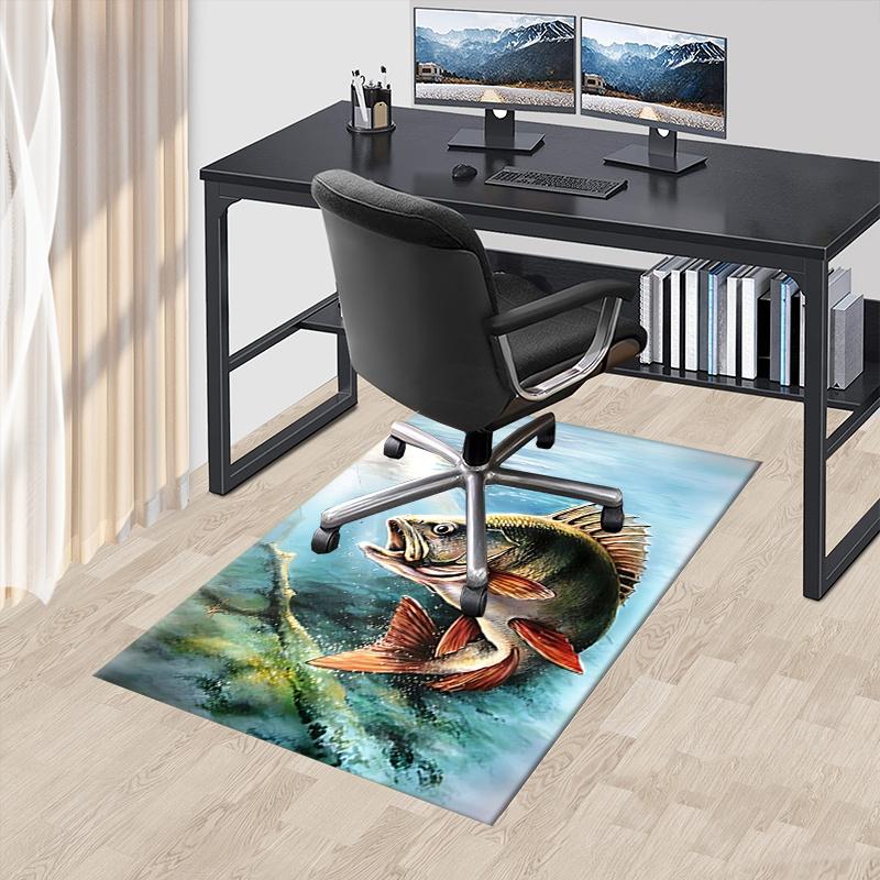 

Fishing Enthusiast Theme Office Carpet Chair Mat: Large Size, Comfortable Desk Pad for Home Decor, Suitable for Bedroom, Living Room, and Va 60cm by 90cm