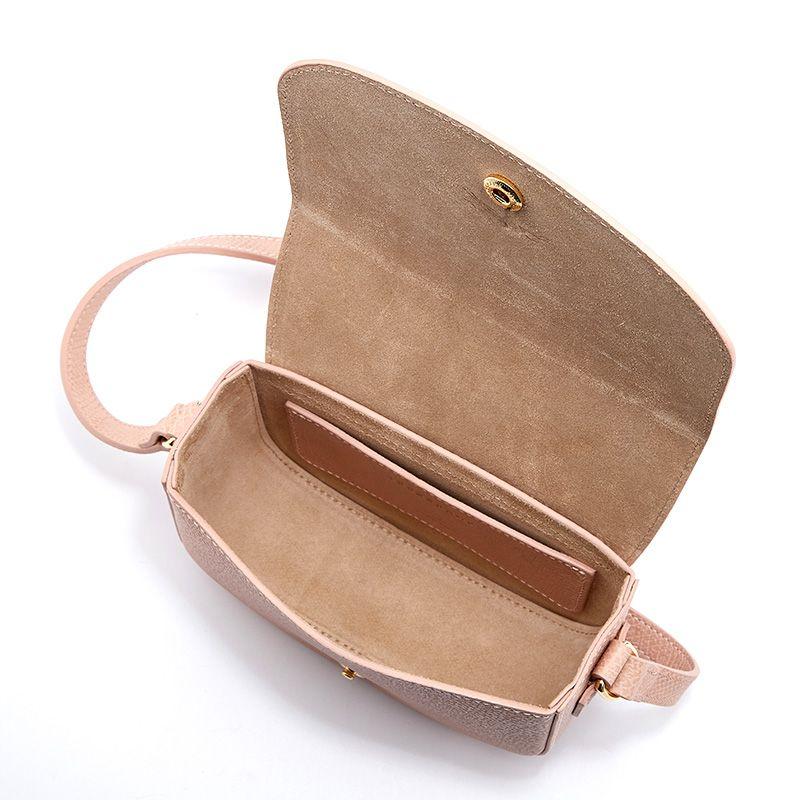 Longchamp Le Pliage 17 Snap Flap Adjustable Shoulder Strap Pebble Grain Leather Mini Crossbody Bag Women bags Pink 10165HYZP64