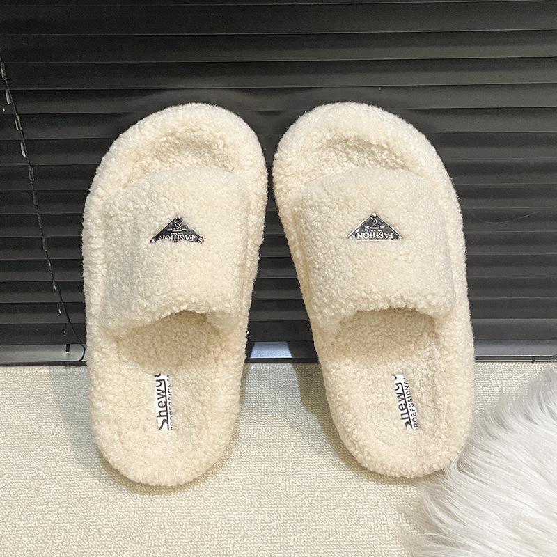 Mao Mao Slippers Women Wear Thick Soles To Increase the Height of Autumn and Winter Cotton Towing Home Light Luxury Inverted Triangle Explosion Plush