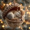 1/6Pcs Car Pendant Charming Squirrel Hedgehog Fox Acorn Acrylic Ornaments Christmas Tree Tabletop Car Accents Holiday Decor