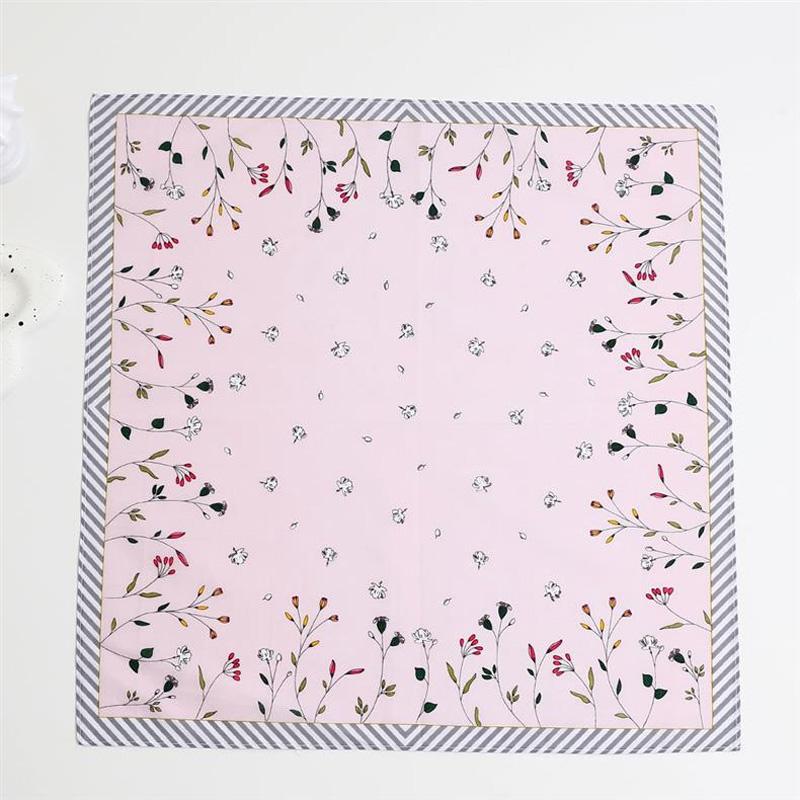 3Pcs Handkerchief Reusable Sweat Bandana Absorbs Water Women Hankies Thin Printing Flower Pure Cotton