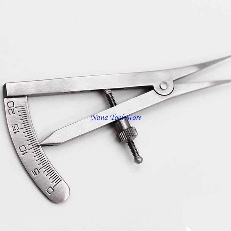 31GJ Metal Dental Gauge Caliper Dental Caliper Elbow 0 to 20 mm Double Scales Tool