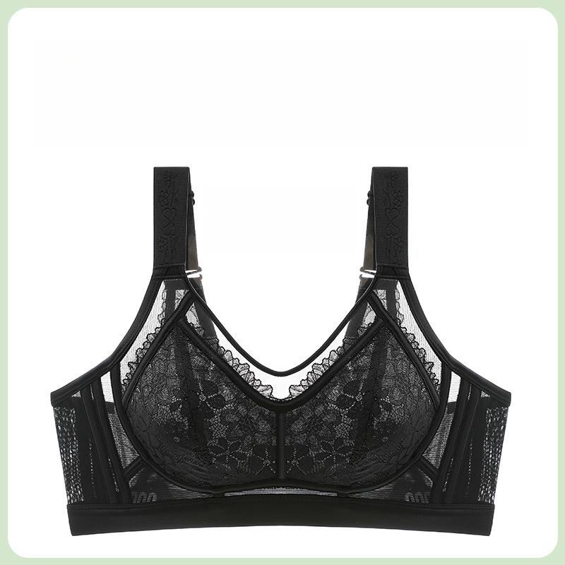 Lingerie Women's Full-cup Thin Bra Thin Gathering Breasts Anti-sagging Large-sized Bra Push Up Bra