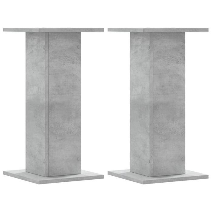 Support d'enceintes - vidaXL - Modèle en bois d'ingénierie - 30x30x60 cm - Gris béton - Lot de 2
