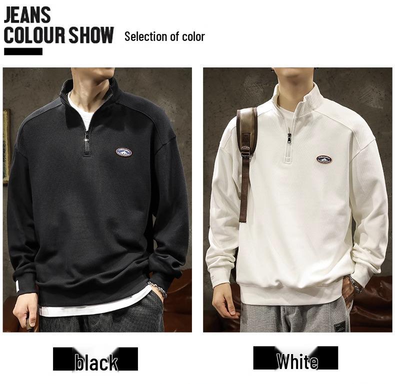 Men's Trendy Loose Half-Zip Stand Collar Sports Hoodie 2025 Spring/Autumn Collection