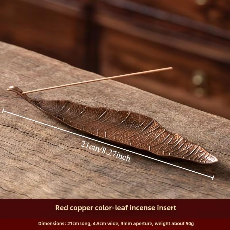 

Creative Incense Holder Home Decoration Accessory Ash Catcher Long Leafs Leaf Alloy Censer Tray Burner бронзовий