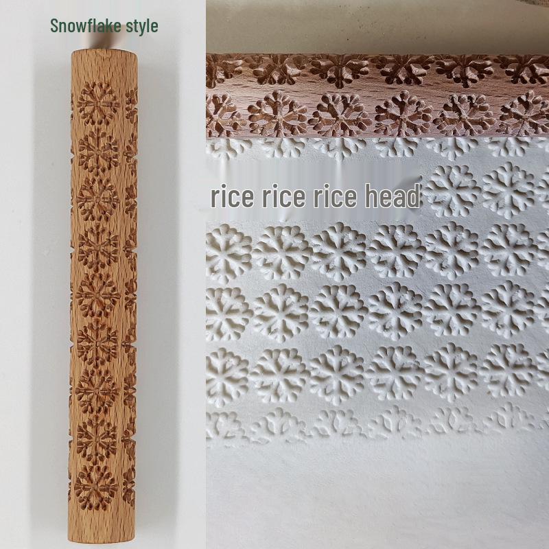 Wave Pattern Wooden Clay Roller for Pottery and Sculpture