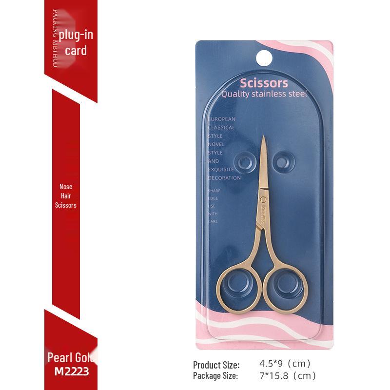 Stainless Steel Precision Beauty Scissors for Eyebrows, Nose Hair, and Facial Fuzz Trimming with Pointed Tip