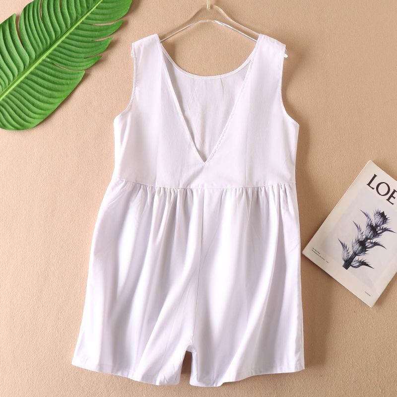 

WC54 Летний комбинезон с V-образным вырезом в корейском стиле White S