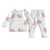 Jaydyequ Baby Pajamas Lightweight Long White Heart 90cm Set, Spring/Summer/Autumn, Cotton, Sleeve, Girls' Loungewear, Print,