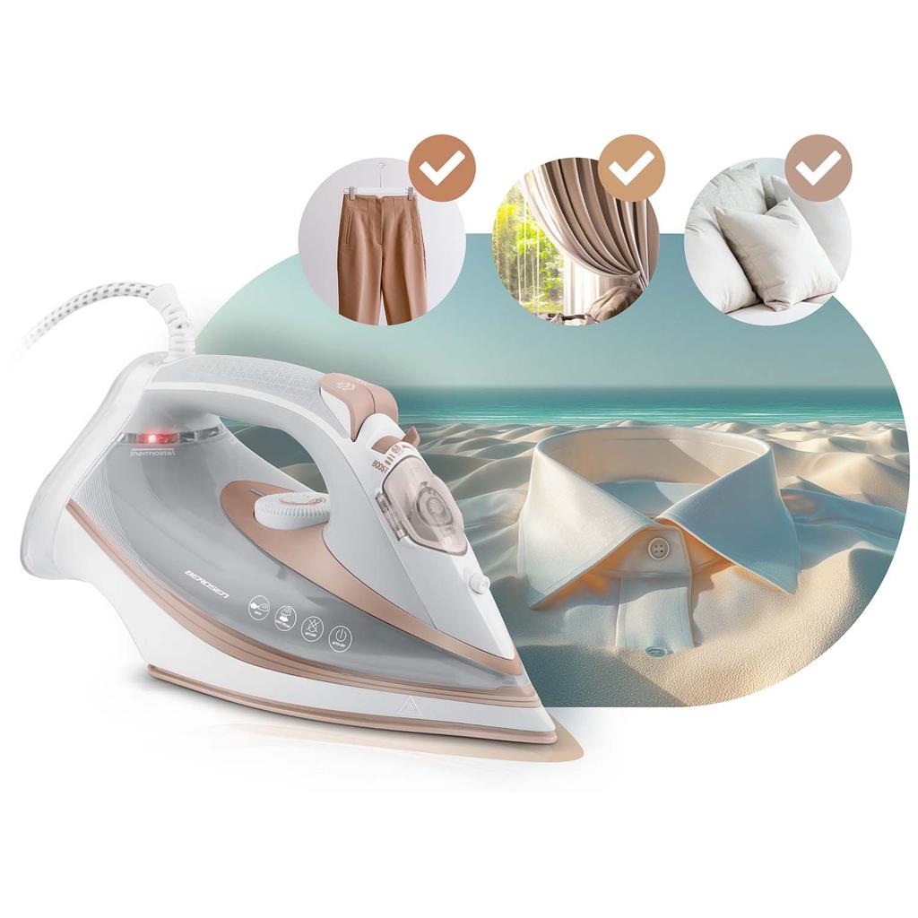 3000W Berdsen Bd-332 Steam Iron, Ceramic Coating, Vertical Operation