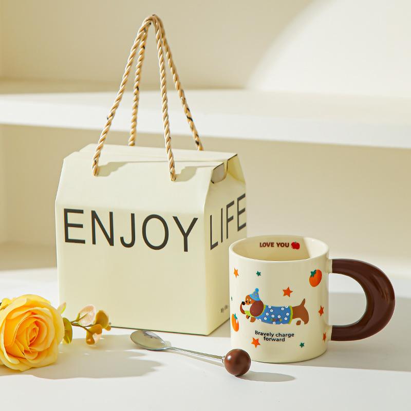 Dachshund Mug Girl Cute Household Drinking Cup New Coffee Breakfast Cup Couple Ceramic Cup