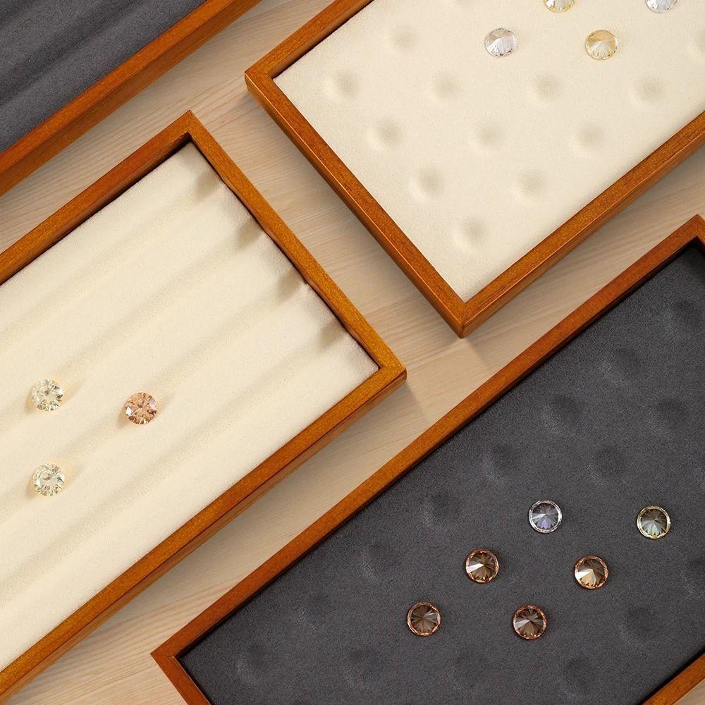 Stackable Flat Jewelry Tray Microfiber Valet Beads Storage Board Jewelry Display Props  Rings