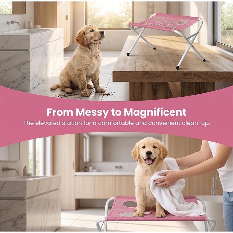 Pet Grooming Rack Pet Bath Stand Mesh Bathing Station Foldable Metal Structure With Surface & Strap For Pet Washing Maintenance