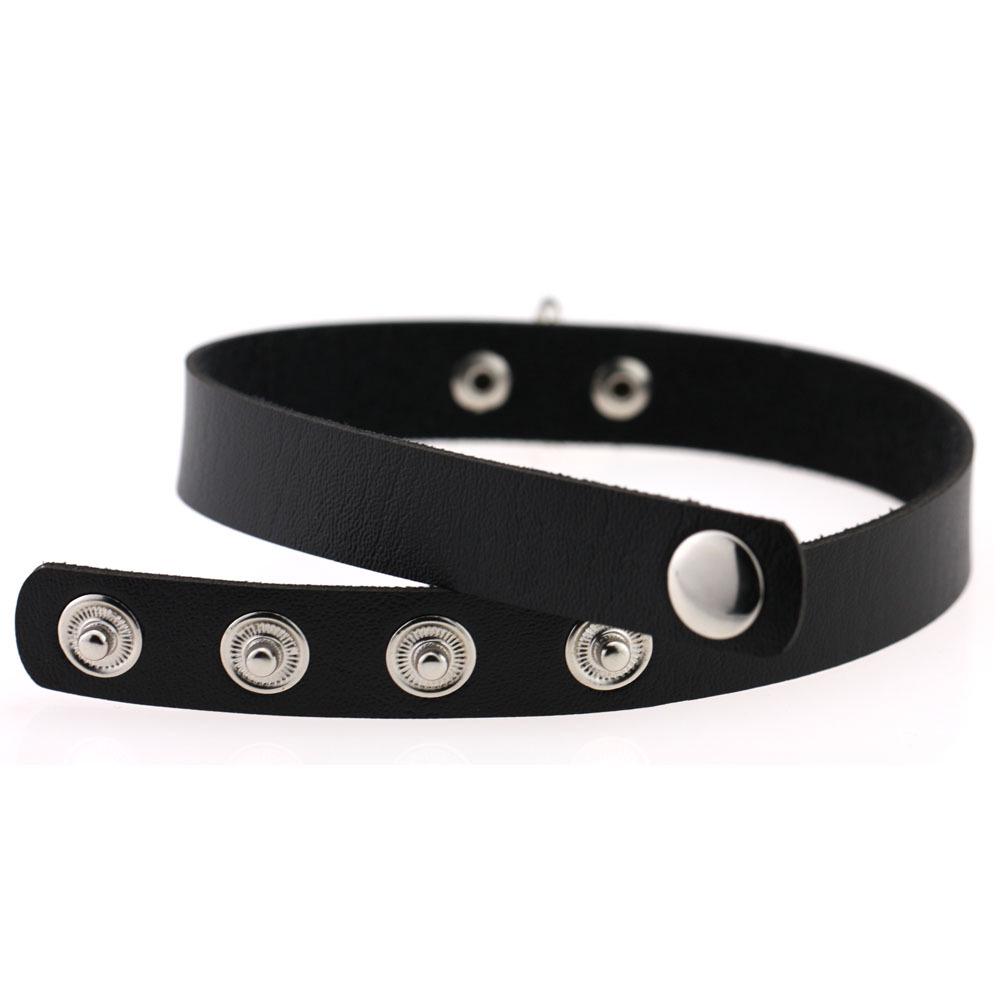 Europeisk og amerikansk punkstil lær dobbel ring choker halskjede