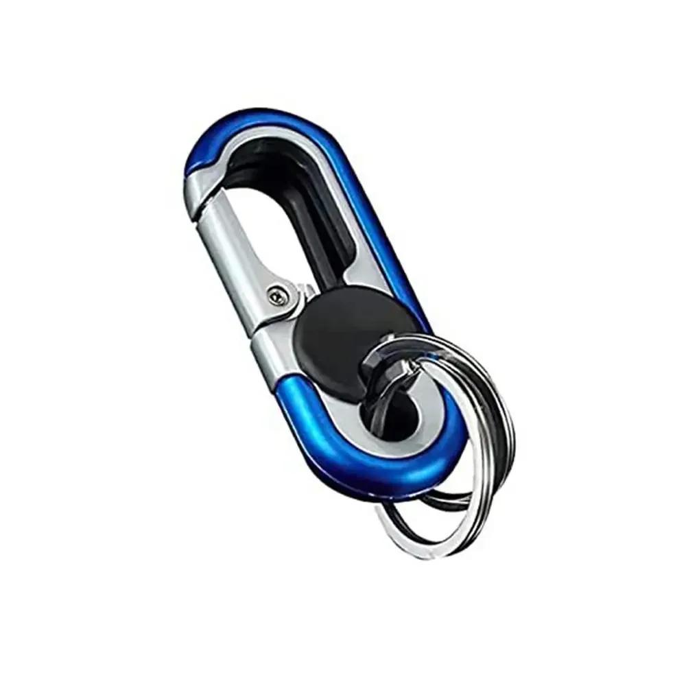 

Double Ring Keychain - Men s Fashion Metal Key Holder Buckle, Business Car Styling Gift, Auto Accessories for Keys синий