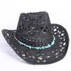 Popular European and American Classic Hollow Western Cowboy Hat Men's and Women's Fashion Vacation Breathable Sunshade Straw Hat