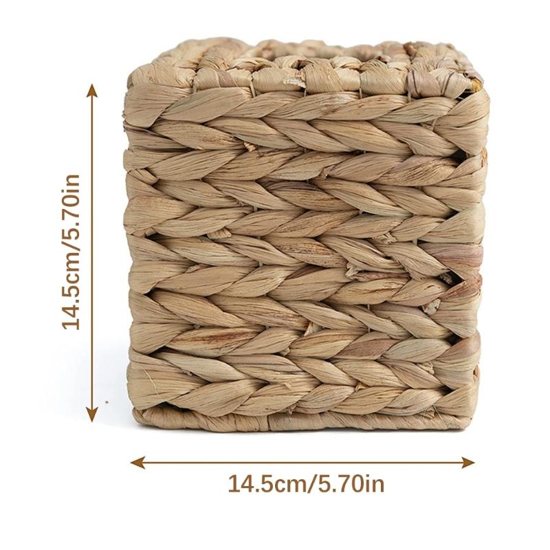 Handmade Water Hyacinth Storage Basket for Tissues Woven Paper Towel Box with Lid Natural Home Decoration