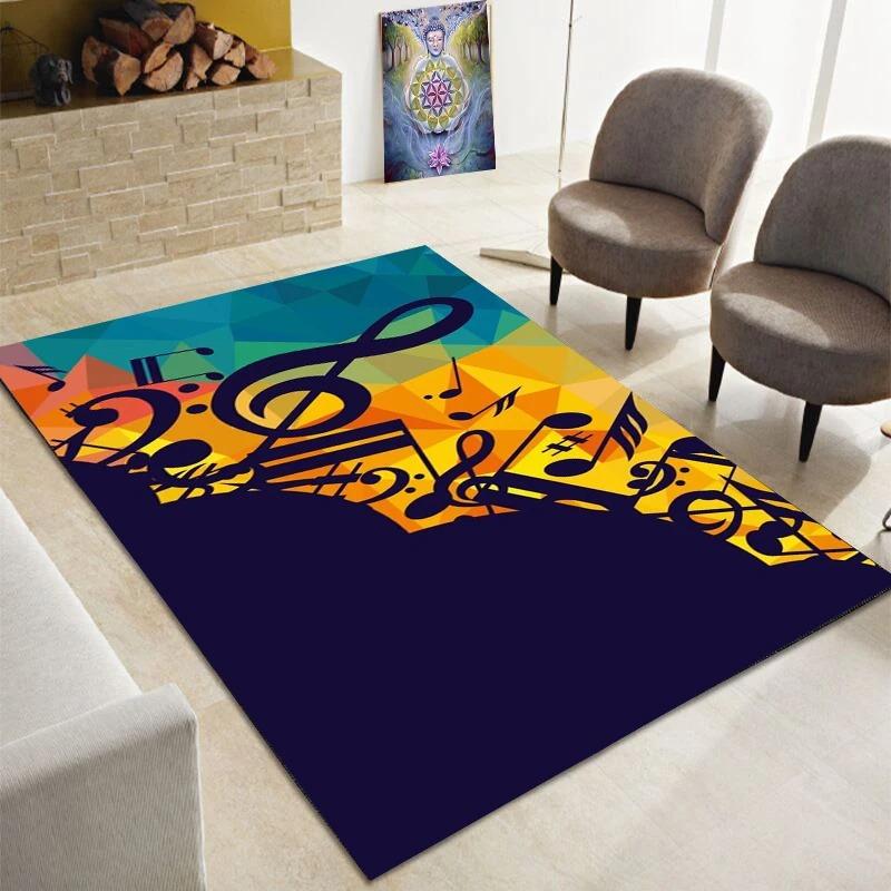 Piano Note Music Theme Series Carpet Home Decoration Bedroom Living Room Large Area Carpet Room Bedside Non-slip Floor Mat