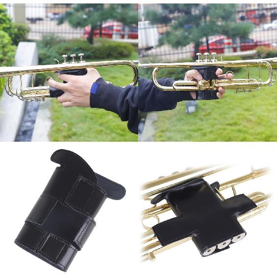 Trumpet Valves Guard, PU Leather Trumpet Protective Cover Sleeve, Professional Trumpet Valves Guard Cover for Beginners, Black