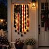 Wall Hanging Flag Decorative American Flag Banner with LED Lights Vintage Style Polyester Wall Decoration for Indoor Outdoor Party