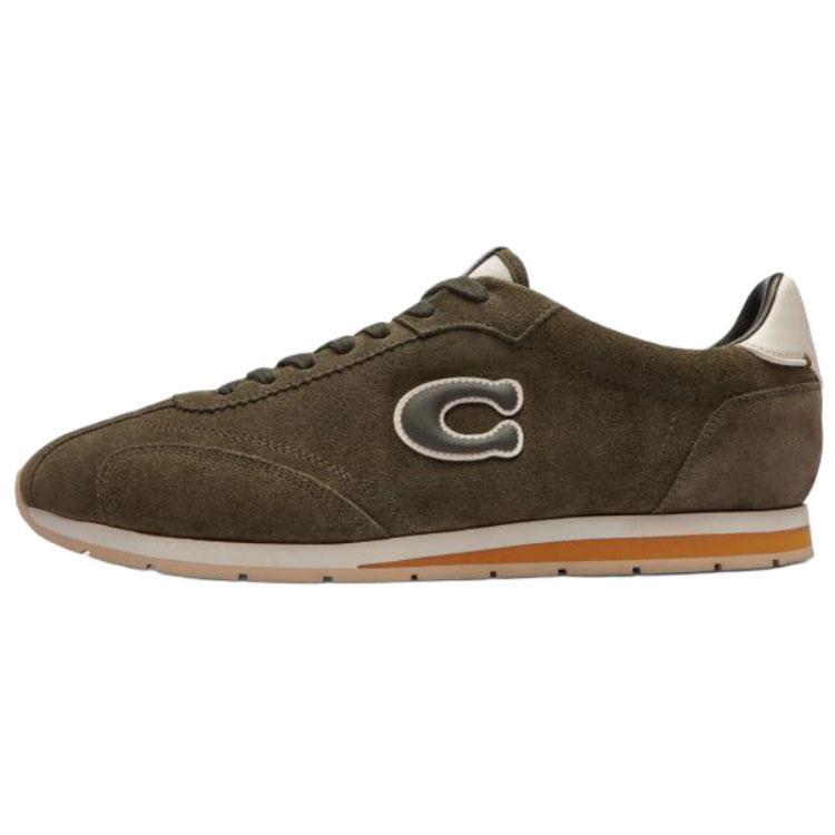 

Coach Leather Round Toe Lace-Up Low-Top Casual Shoes Men sneaker Olive-Green CCI39-OLV 43