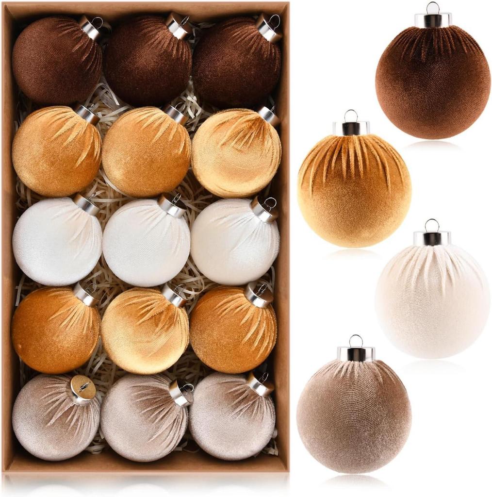 Ornement d'arbre de Noël en peluche floquée velours 6cm/8cm