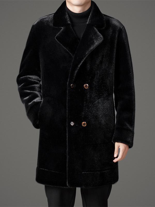 2025 Reversible Sable Fur Mid-Length Men's Coat: Winter Arrivals - Suit Collar, Warm Outerwear for Middle-Aged