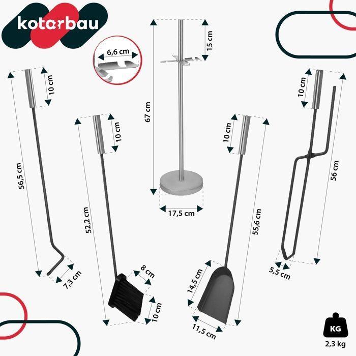 Fireplace Tool Set - KOTARBAU - 5 Pieces - Stainless Steel - Minimalist Design - Practical