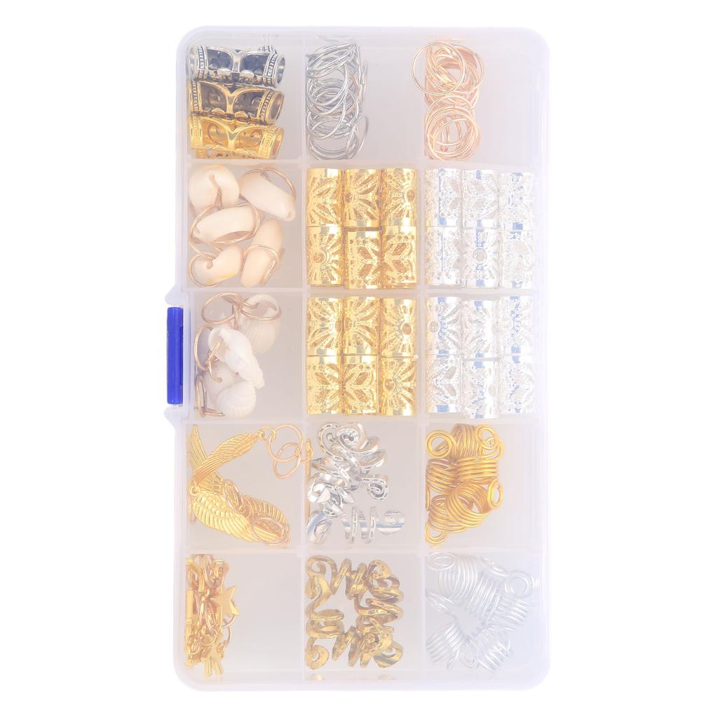 159pcs Hair Tube Beads Spiral Hair Coils Alloy Dreadlock Beads Pendant Set Hair Braiding Accessories