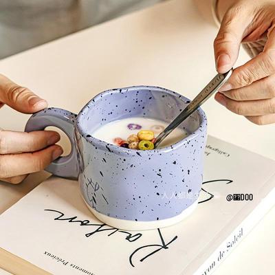 Handgeformte Keramiktasse mit Tintenspritzer: Stilvolle Tasse für Wasser, Frühstück, Tee, Kaffee und Kräutertee