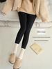 High Waist Warm Fleece-Lined Leggings - Vertical Stripe, Matte, Slimming Cotton for Autumn/Winter