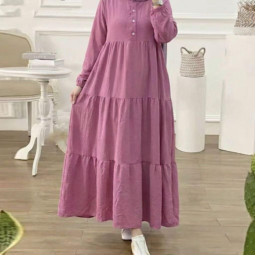New Arrival Long Sleeve Plain Color Maxi Dress