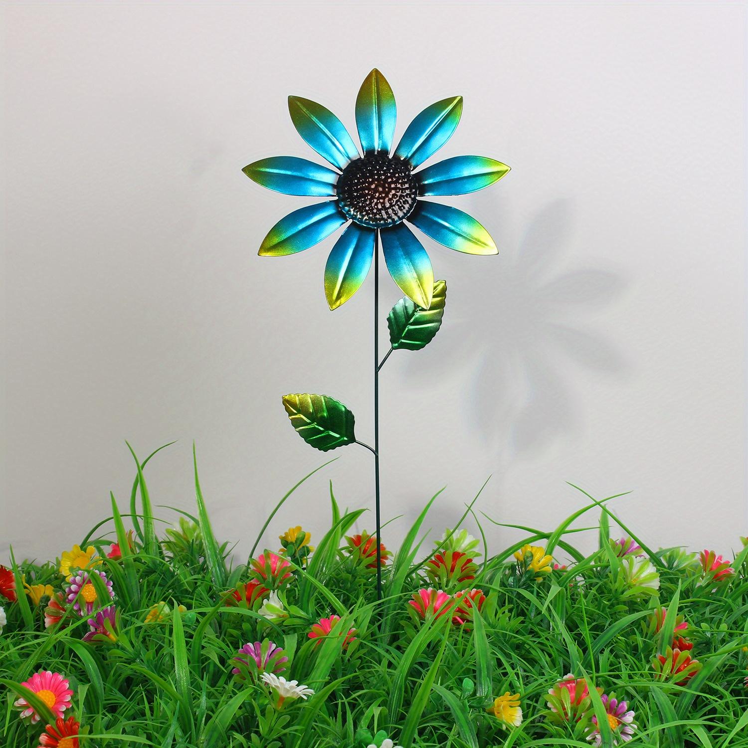 

1pc Garden Decoration Stakes, Sunflower, Courtyard Outdoor Wrought Iron Garden Pile Wrought Iron Decoration, Craft Sunflower синий