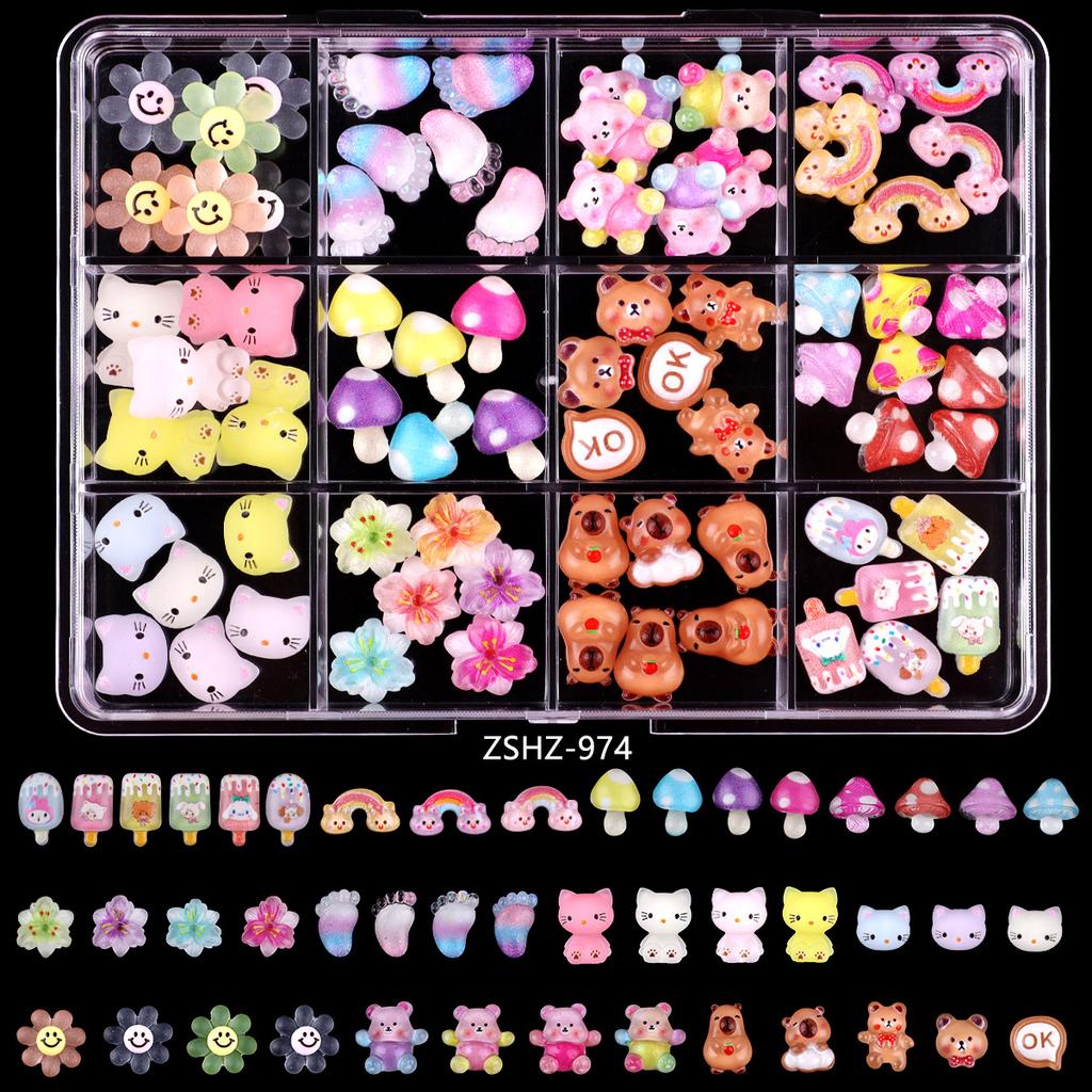 Nail Art Accessories Resin Simulation Biscuits Ice Cream Cute Cartoon Three-Dimensional Nail Accessories Mixed Bows