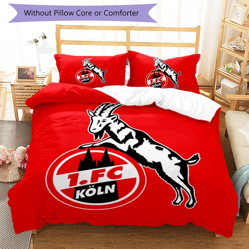 FC K?ln Pattern Bedding,Quilt Set Quilt Cover Pillowcase Home Birthday Gift (1*duvet cover+2*pillowcase,without core)