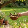 Rusty Metal Hanging Bird Bath Feeder Large Capacity Bird Water Bowl Bird Water Drinker  Backyard