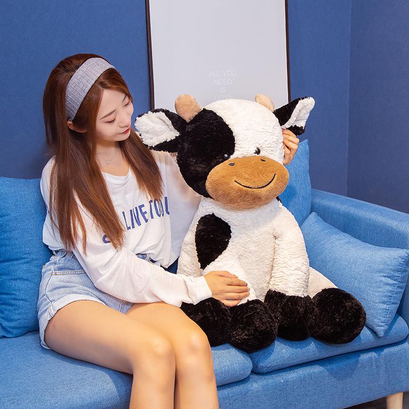 Bello 25CM-70CM Huggable Peluche Mucca Giocattolo Adorabile Bovino Peluche Animali di Peluche Bovino Morbido Bambola Giocattoli per Bambini Regalo di Compleanno per Bambini