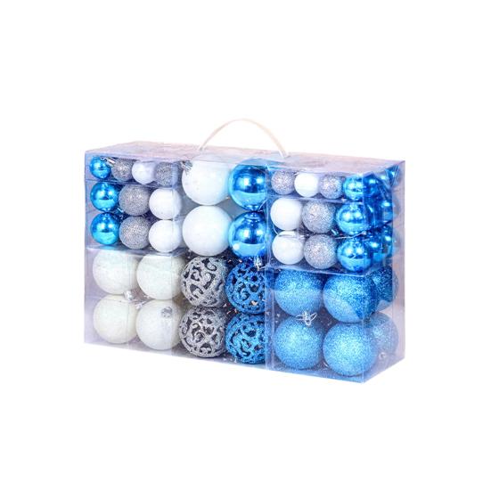 

100 шт. Рождественские шары, украшения, пластиковые небьющиеся подвесные шары, украшение для рождественской елки, праздник белый/синий