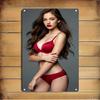 Metal Wall Art Decor, Red Lingerie Woman Sign, Durable Iron Wall Hanging for Bedroom Bar Cafe, Easy Mount Modern 2D Flat Christm