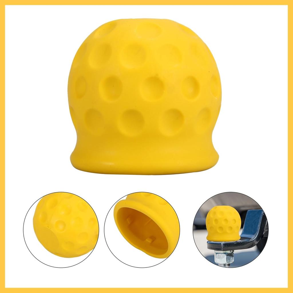 Universal Trailer Hitch Ball Cover Waterproof Dustproof 50mm ID Yellow for Car Truck RV Boat Auto Replacement Parts
