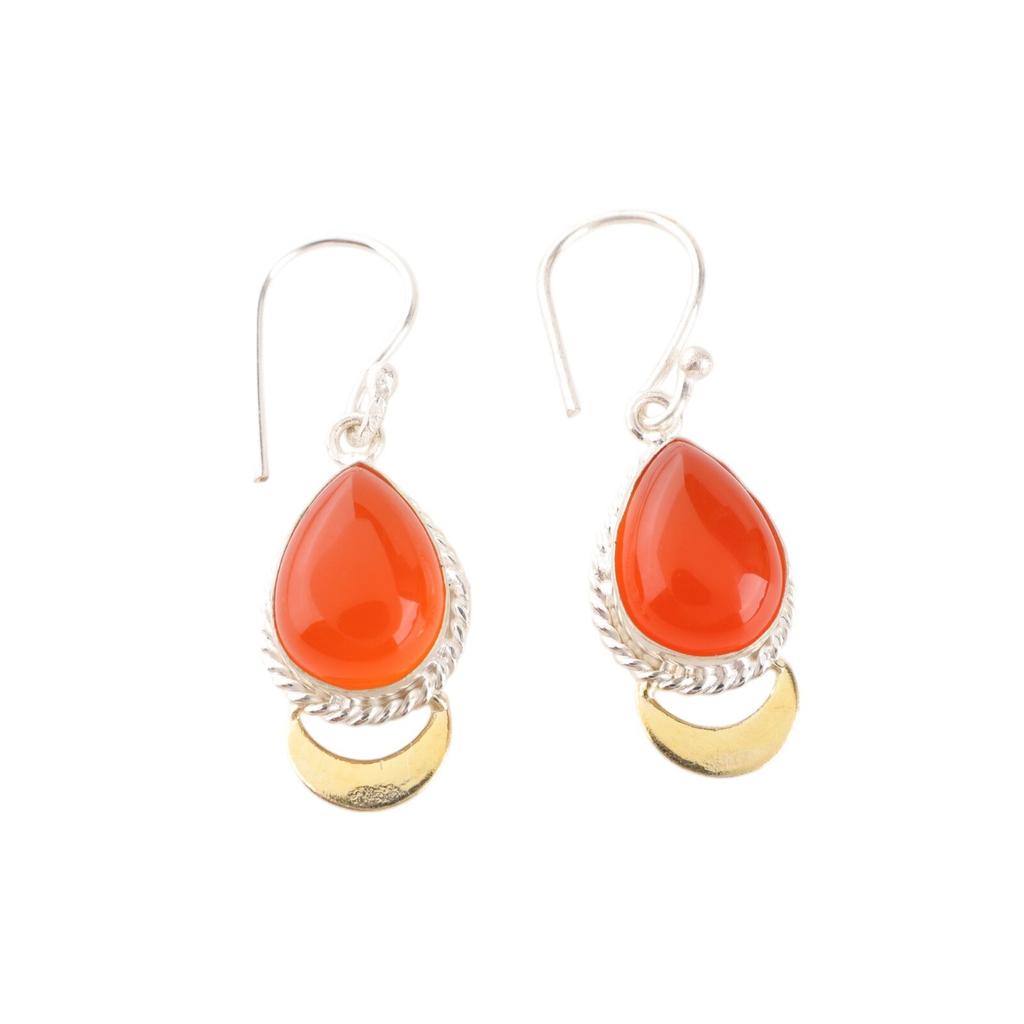 Carnelian Gemstone 925 Sterling Silver Jewelry Handmade Tear Drop Earrings 1.5" EE-162-20